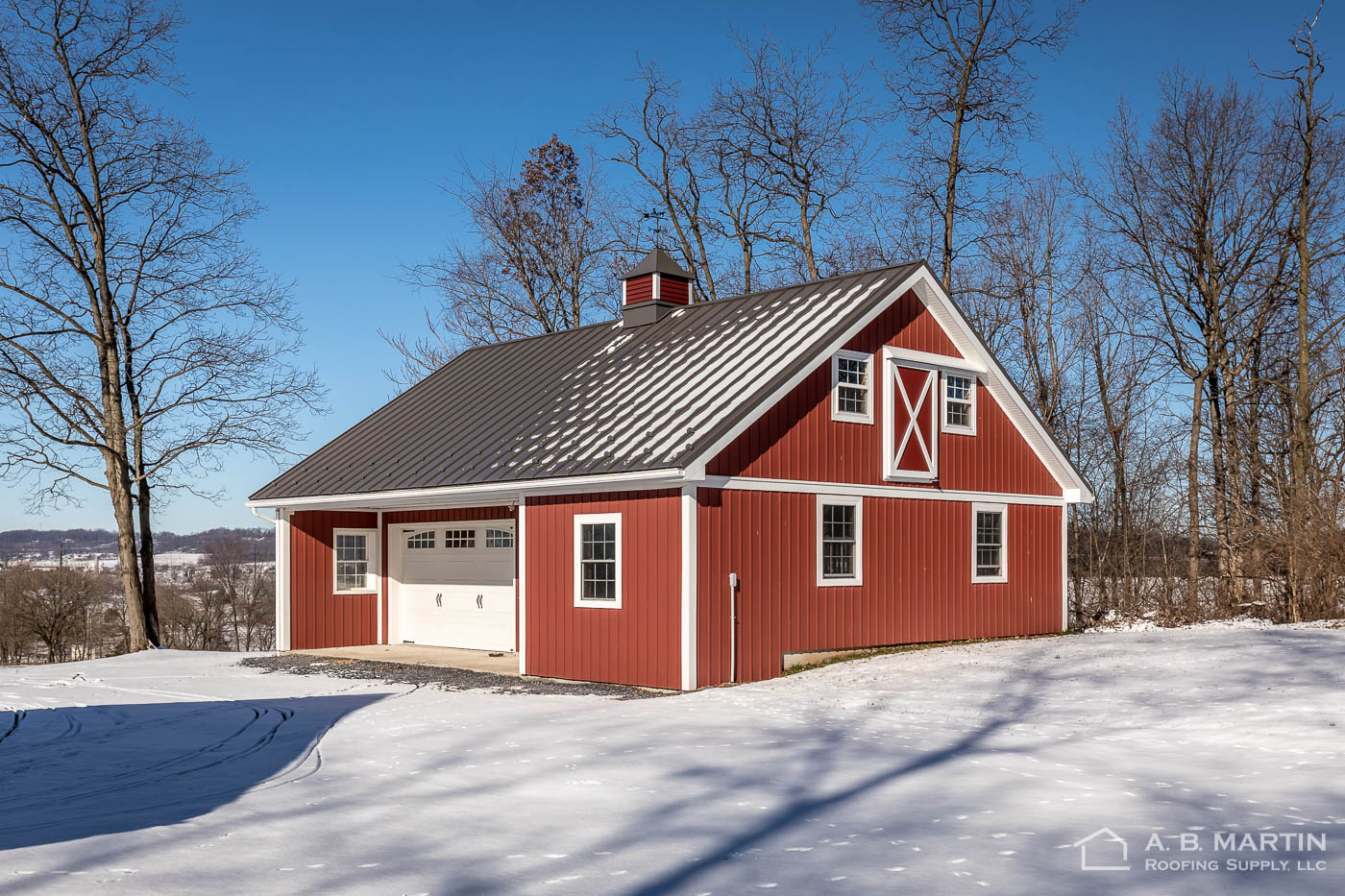 Compact Horse Barn With Celect Siding And A Textured Metal Roof